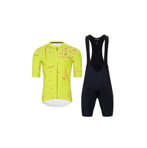 HOLOKOLO Cyklistický krátký dres a krátké kalhoty - PASSION - žlutá/růžová