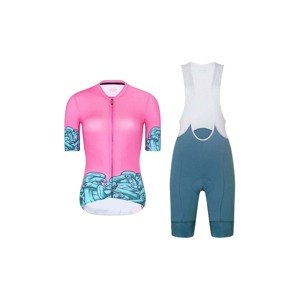 RIVANELLE BY HOLOKOLO Cyklistický krátký dres a krátké kalhoty - MEDUSA - tyrkysová/růžová/zelená