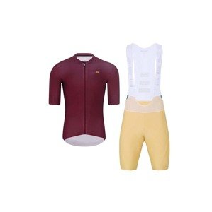 HOLOKOLO Cyklistický krátký dres a krátké kalhoty - EYELET - béžová/bordó