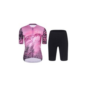 RIVANELLE BY HOLOKOLO Cyklistický krátký dres a krátké kalhoty - ROSESCAPE - růžová/fialová