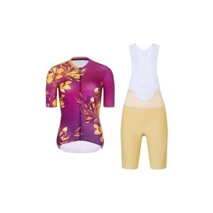 RIVANELLE BY HOLOKOLO Cyklistický krátký dres a krátké kalhoty - BAROC - žlutá/béžová/fialová