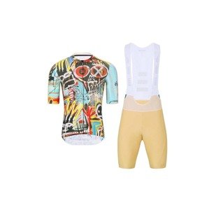 HOLOKOLO Cyklistický krátký dres a krátké kalhoty - WILDLY II - světle modrá/vícebarevná/béžová