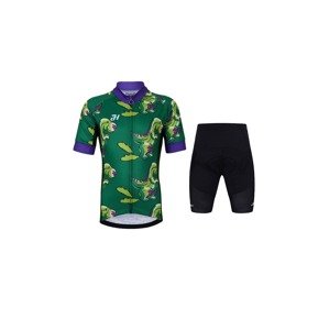 HOLOKOLO Cyklistický krátký dres a krátké kalhoty - DINOSAURUS - zelená/černá