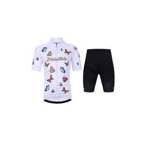 HOLOKOLO Cyklistický krátký dres a krátké kalhoty - BUTTERFLIES - černá/bílá