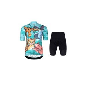 HOLOKOLO Cyklistický krátký dres a krátké kalhoty - SAFARI - vícebarevná/tyrkysová/černá