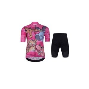 HOLOKOLO Cyklistický krátký dres a krátké kalhoty - SAFARI - černá/růžová/vícebarevná